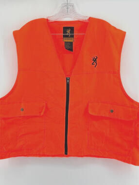 Browning Mens Hunting Safety Vest  Full Zip Front Pockets Orange XL